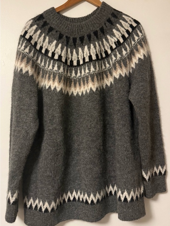 Pendleton Tops - NWOT Pendleton Gray Fair Isle Crewneck Sweater with Cream & Black Accents